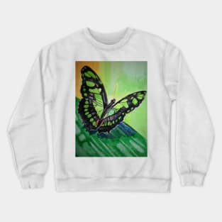 Green and black butterfly watercolour painting Crewneck Sweatshirt